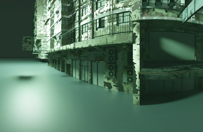 第3版の背景。明るく、床が一面のっぺりしている